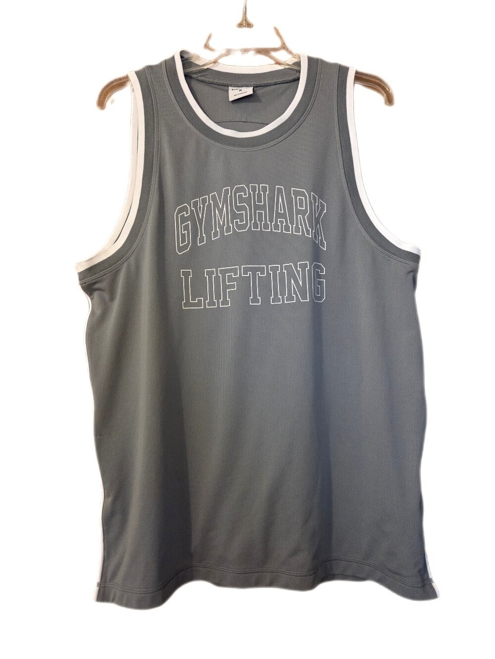 Gymshark Lifting Gray Graphic Mesh Jersey Tank Top Size Workout Medium
